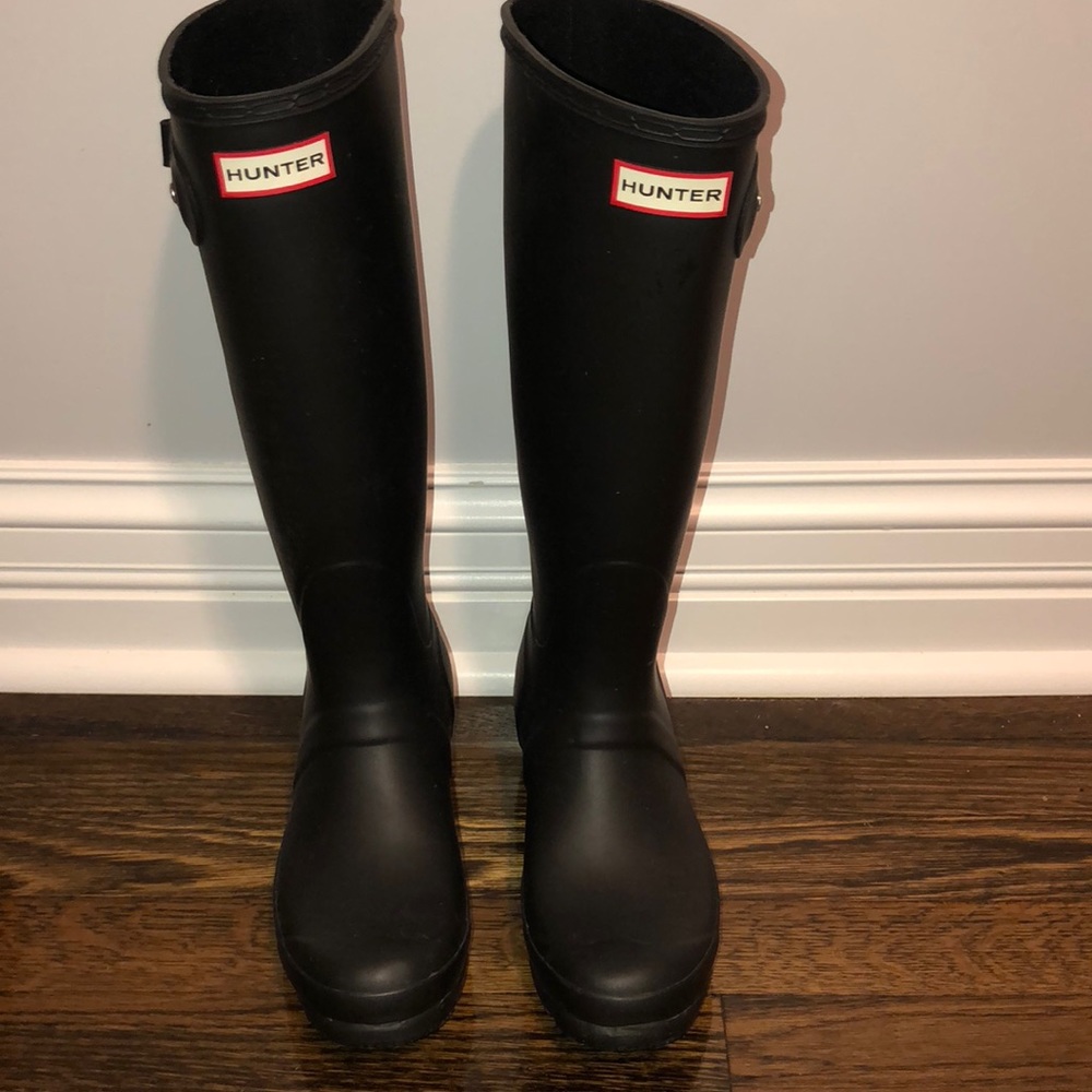 Tall Matte Black Hunter Rain Boots